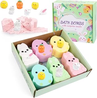 6 Pack Easter Bath Bombs,Bunny and Chicken Bath Salt with Surprise Inside,Easter Gifts for Party Favor Basket Stuffers