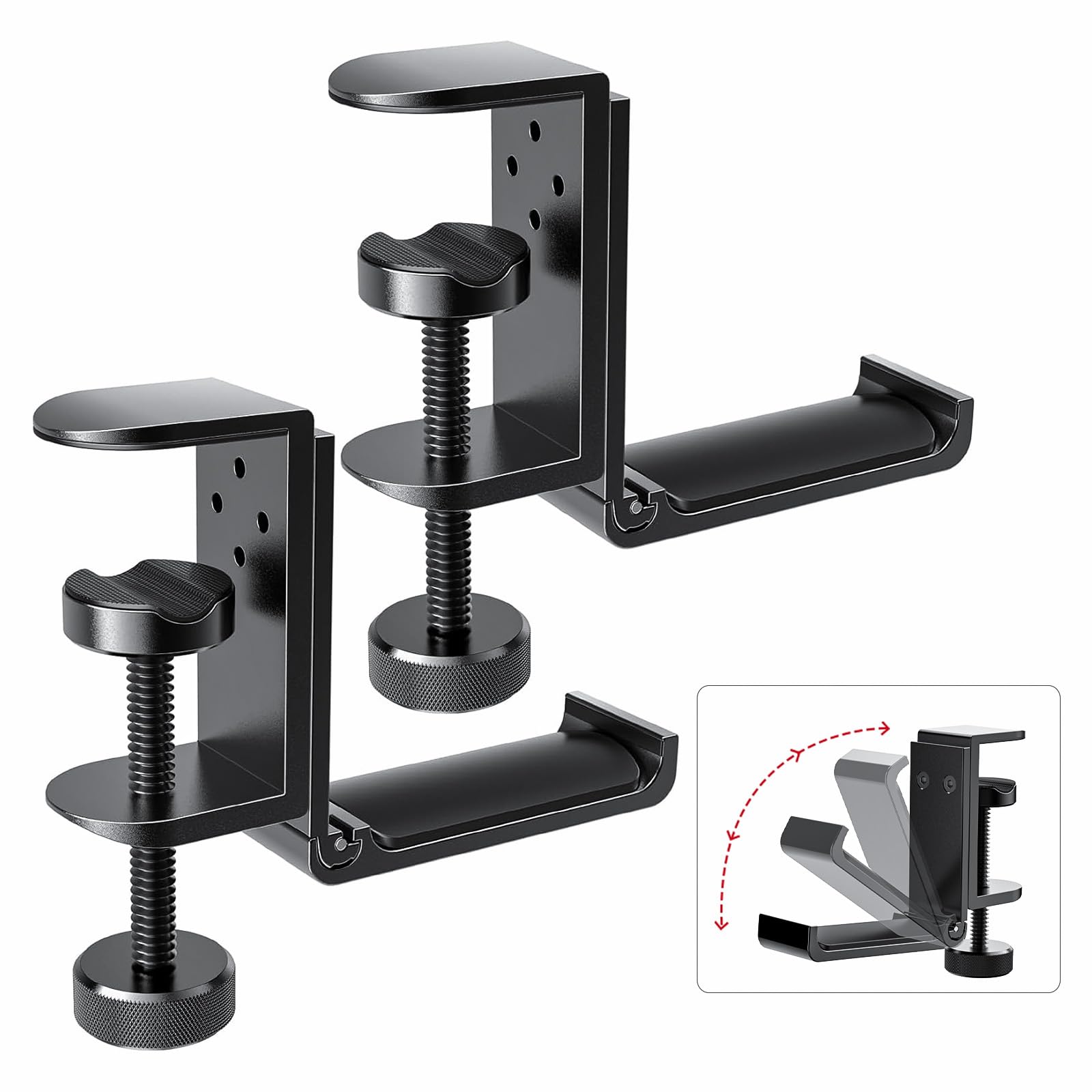 Headphone Stand Hanger Holder 2 Pack, Space-Saving Aluminum Soundbar Stand with Universal Fit for Gaming PC Accessories