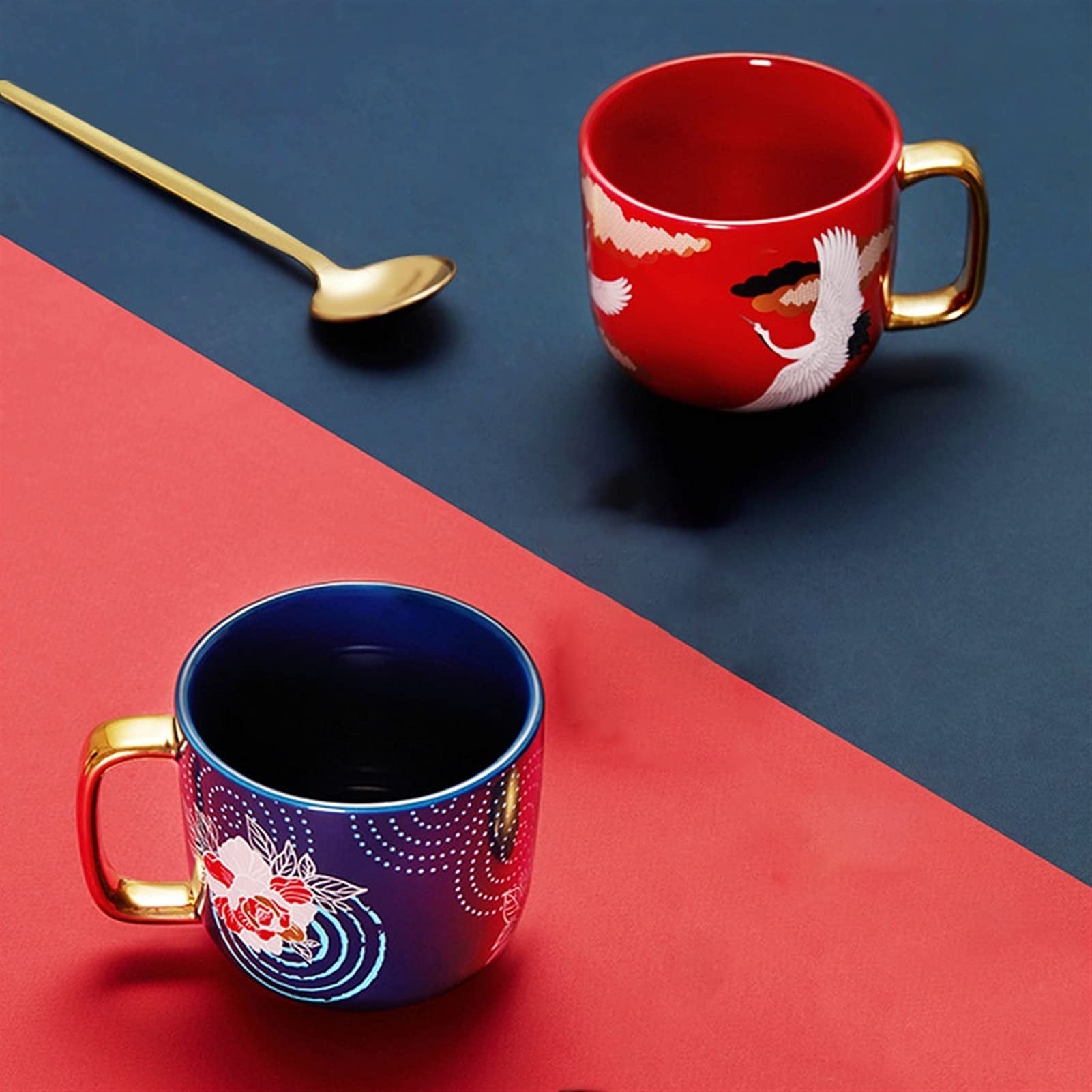Generic Tazza Di Caffè, Tazza Di Caffè Di Stile Cinese Serie Tazza Di Caffè in Ceramica, Tazza Di Tè per L'Ufficio e la Casa Tazza Di Caffè/2 Pezzi/350Ml