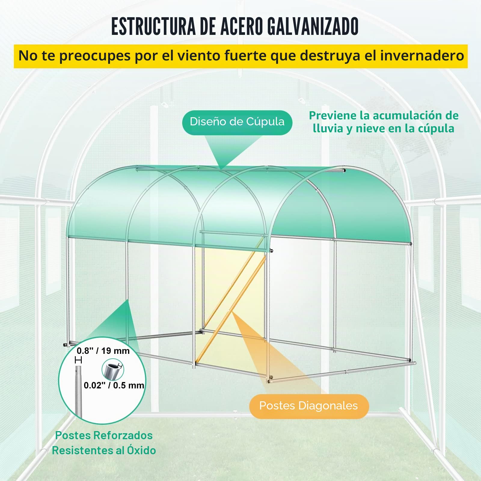 VEVOR Invernadero de Túnel 3,5 x 2 x 2 m Invernadero de Jardín Tipo Túnel con 6 Ventanas de Malla Marco de Acero Invernadero Caseta de Jardín Huerto Blanco para Cultivo de Plantas Flores Verduras