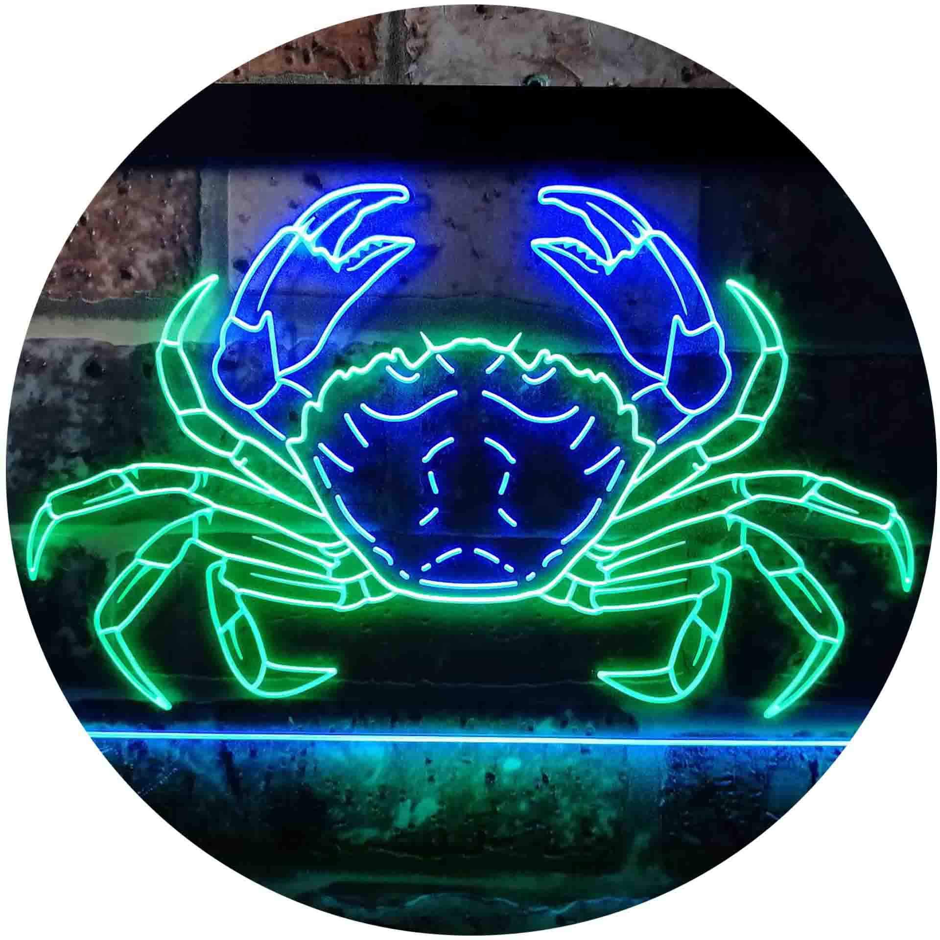 ADVPRO Crab Seafood Ocean Display Dual Color LED Neon Sign Green & Blue 24 x 16 Inches st6s64-i3717-gb