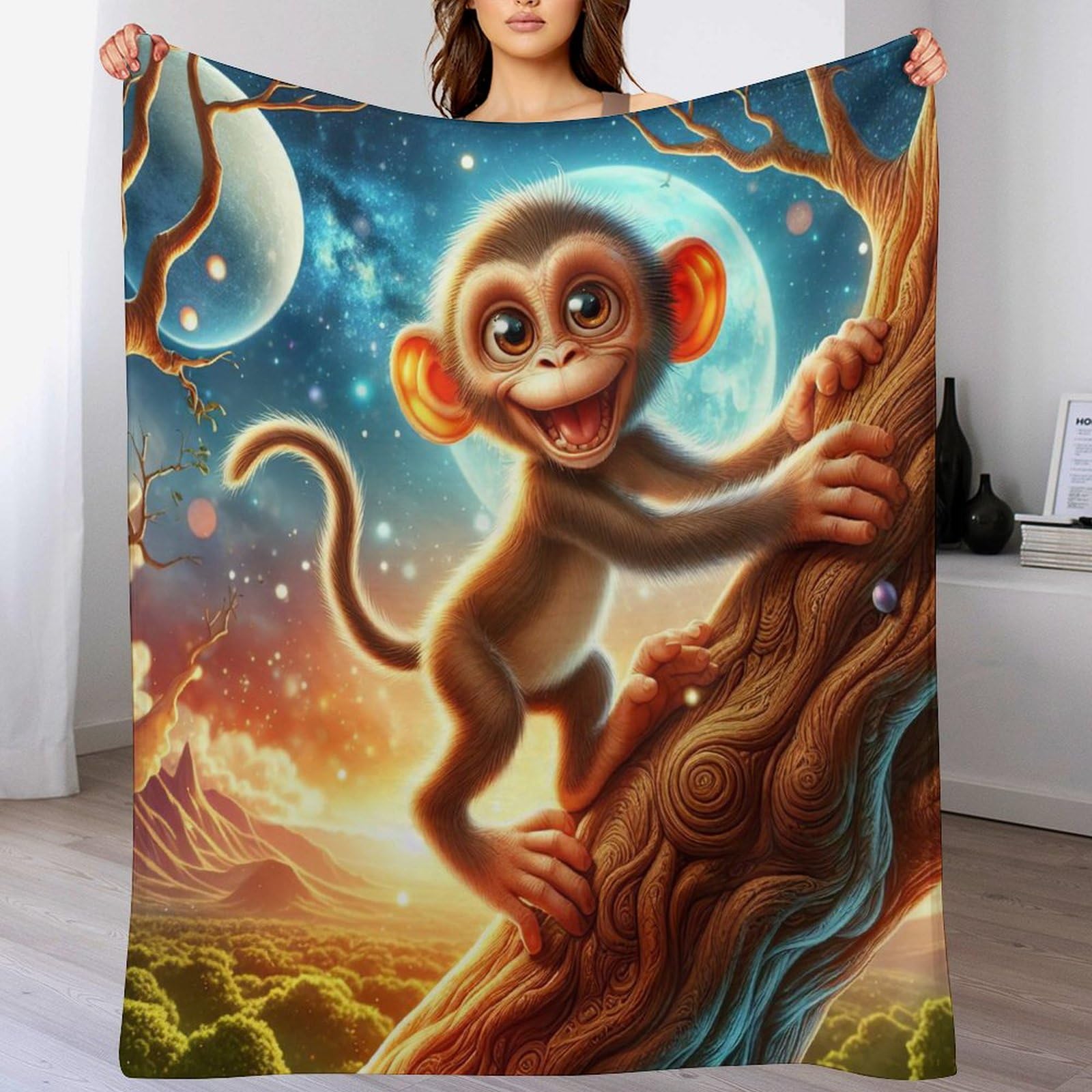 Couverture animal singe de séjour et de jour toutes quatre saisons