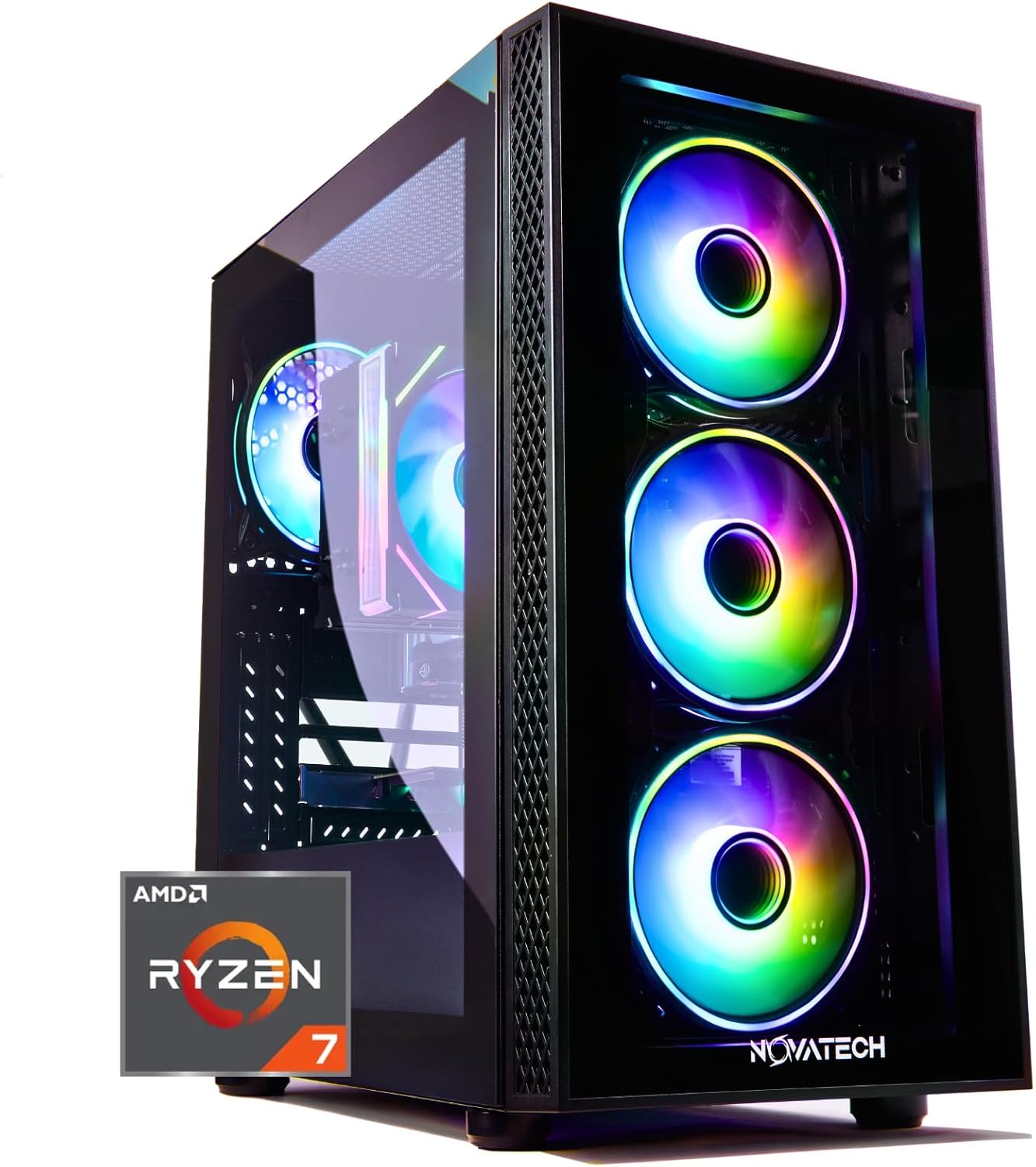 Product image of NOVATECH Phantom - Prebuilt Gaming PC Desktop Computer - AMD Ryzen 7 5700G - 16GB RAM DDR4-512GB M.2 SSD WiFi/BT, Win 11 Pro - Gaming Computer Tower, Pre Built PC Gaming - 1 Year Warranty