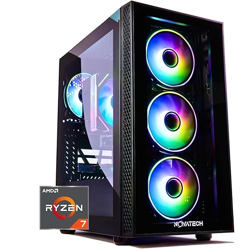 NOVATECH Phantom - Prebuilt Gaming PC Desktop Computer - AMD Ryzen 7 5700G - 16GB RAM DDR4-512GB M.2 SSD WiFi/BT, Win 11 Pro - Gaming Computer Tower, Pre Built PC Gaming - 1 Year Warranty