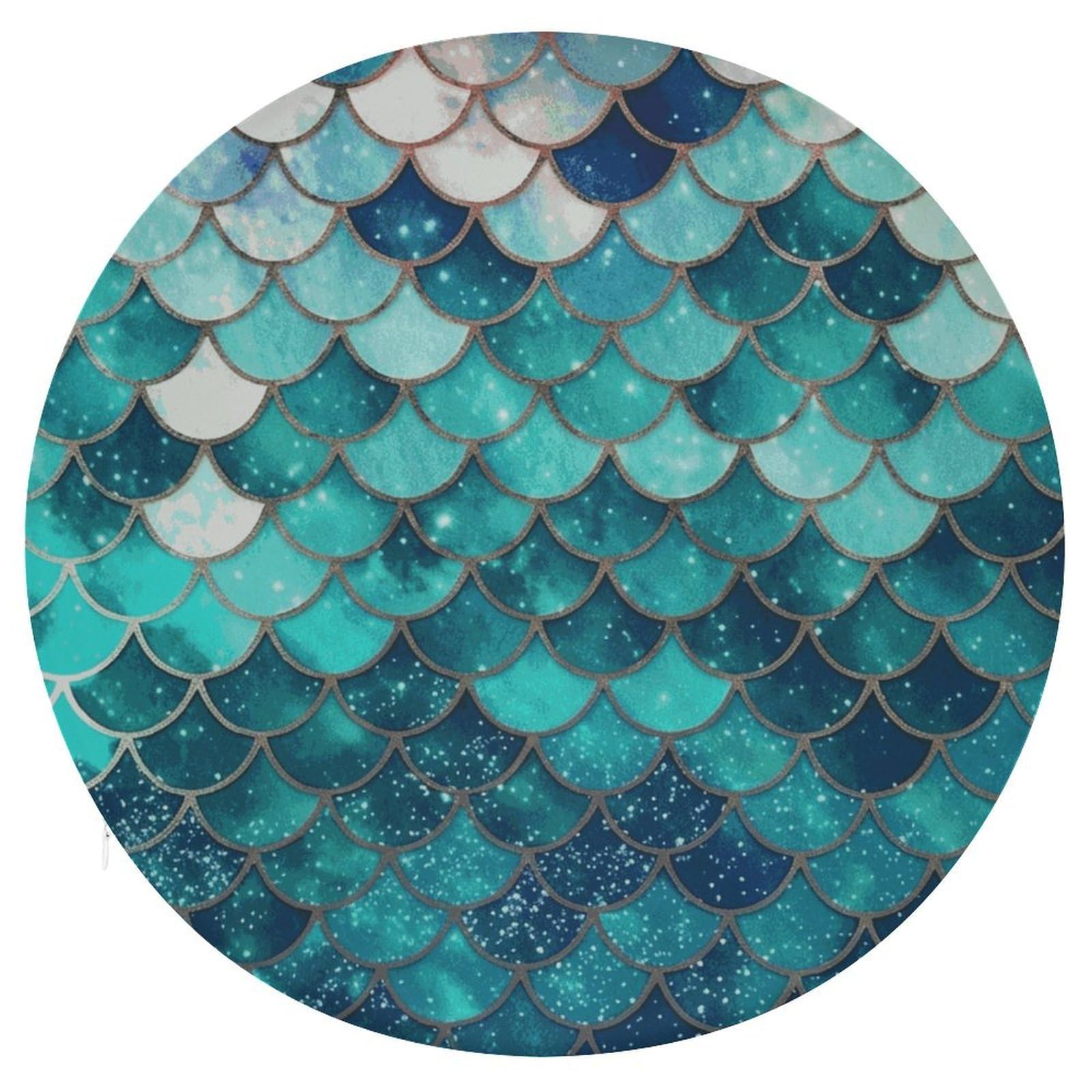 Wsoihfec Style Mermaid Fish Scale Print Seat Cushion Round Chair Pad
