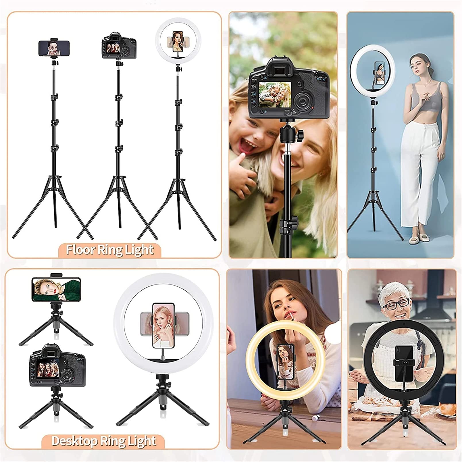 HMTE Selfie Soft Ring Light RGB con treppiede di riempimento LED RingLight Phone Photography Rim Light Live Video Shoot Makeup Circle Lamp