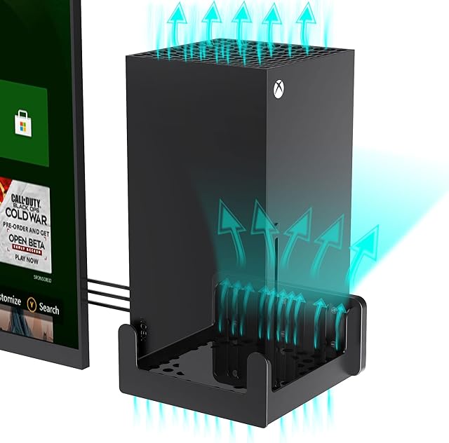 PlusAcc Wall Mount for Xbox Series X - Hanging Wall Stand Shelf Holder for Xbox X Gaming Console, Vertical Bracket Accessories with Cooling Ventilation Design, Open Port Access (Black)