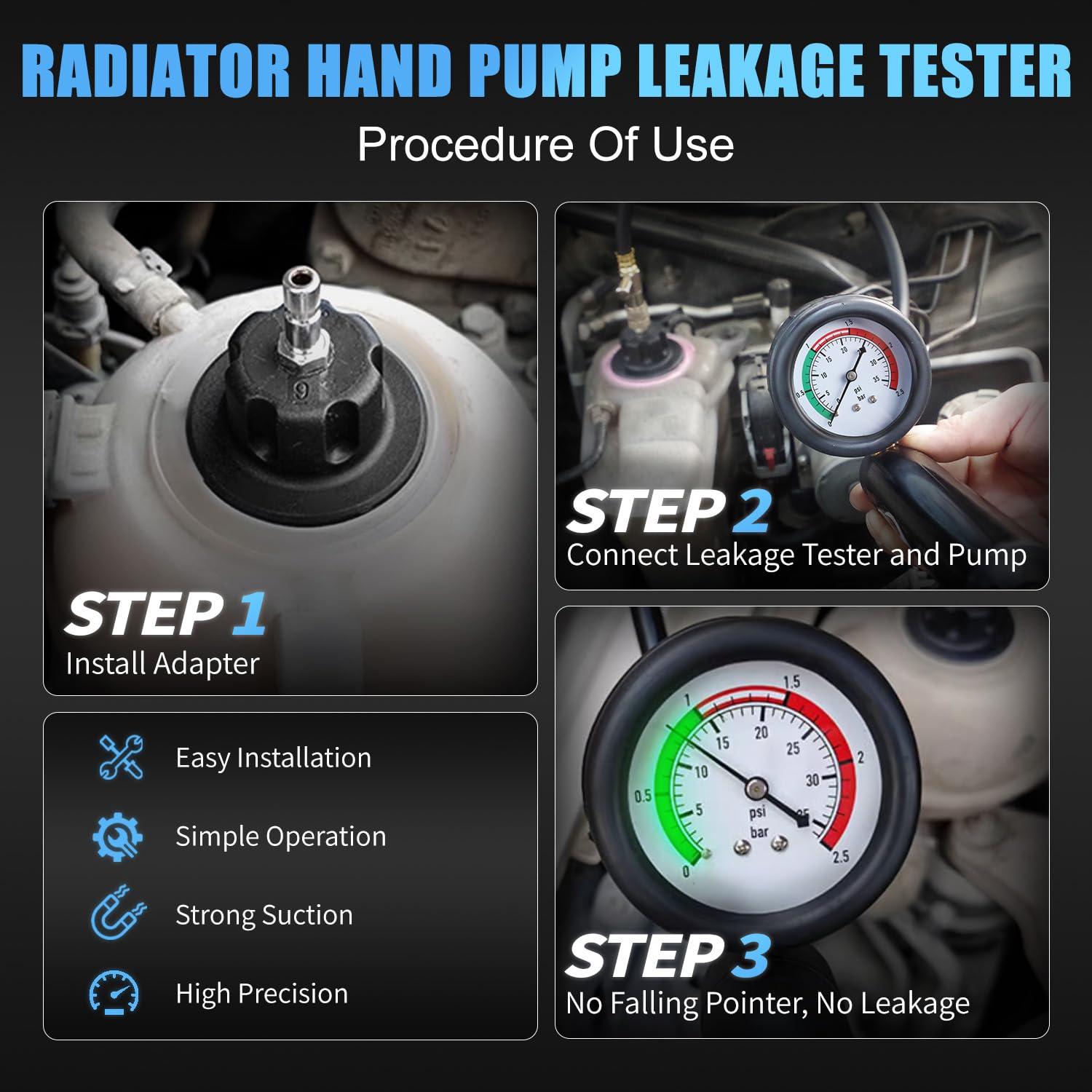 28 STKS Universele Radiator Druktester Vacuüm Koelsysteem Tank Refill Test 3.5 Bar Voor BMW VW Ford GM  34