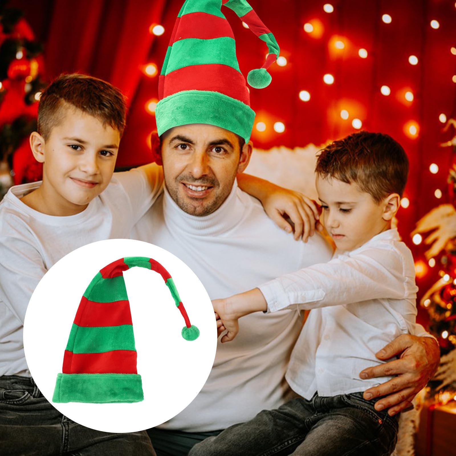 Sombrero Navideño Creativo y Largo para Fiesta de Navidad, de Tela y Hierro, Moldeable y Divertido, Adecuado Celebraciones Navideñas