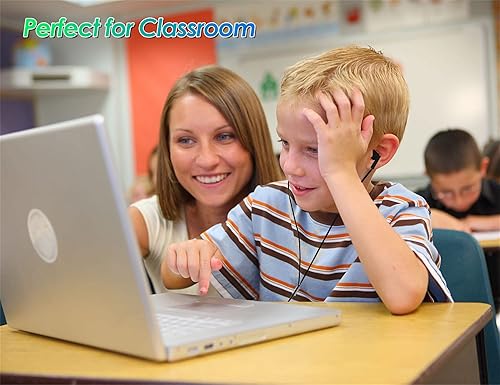 Miniatura 7 de QIDAIZUOEN Paquete de 30 auriculares para niños a granel con cable en el oído, desechables para estudiantes, color negro, envueltos individualmente