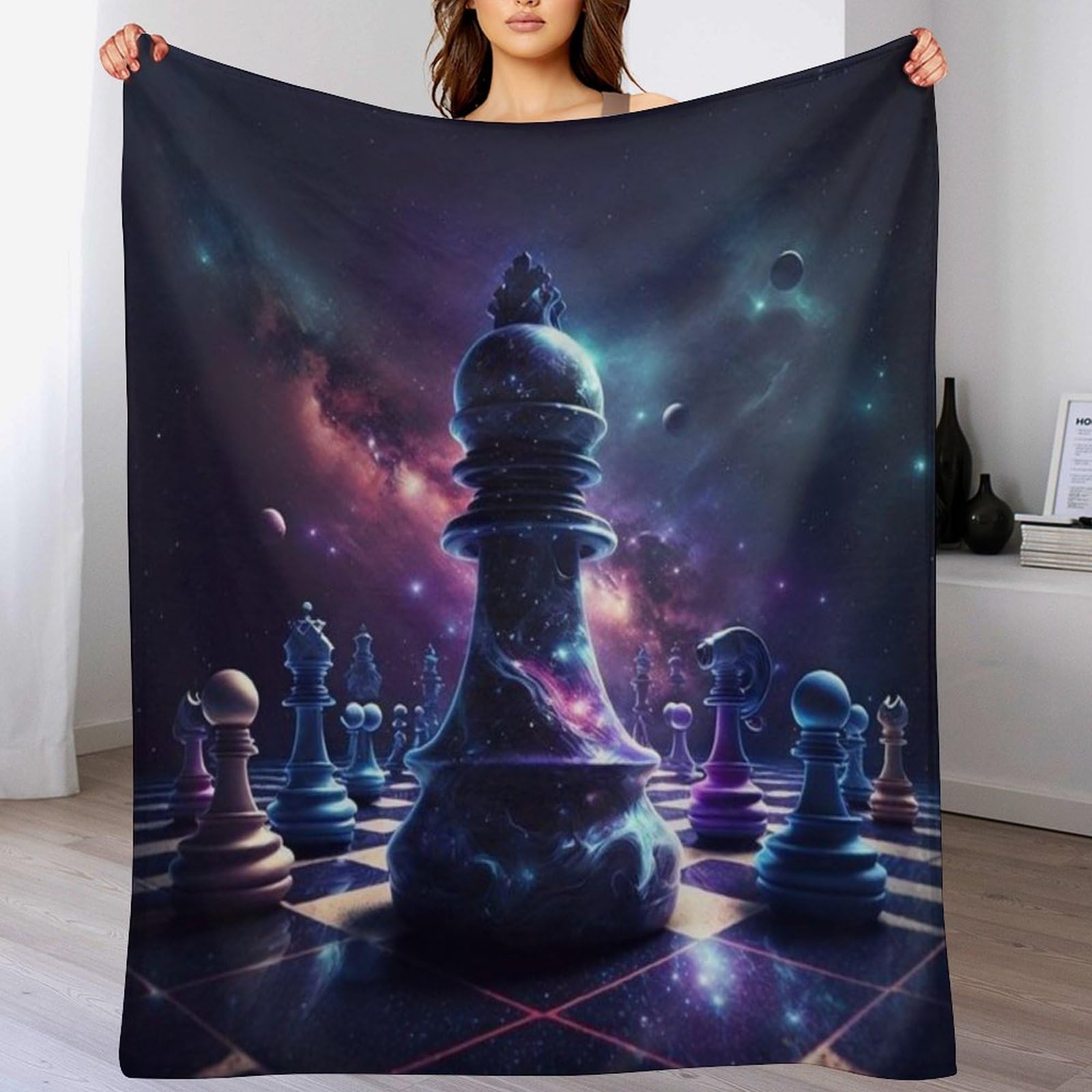 Couverture de canapé chaude à motif échiquier ciel étoilé 150x200