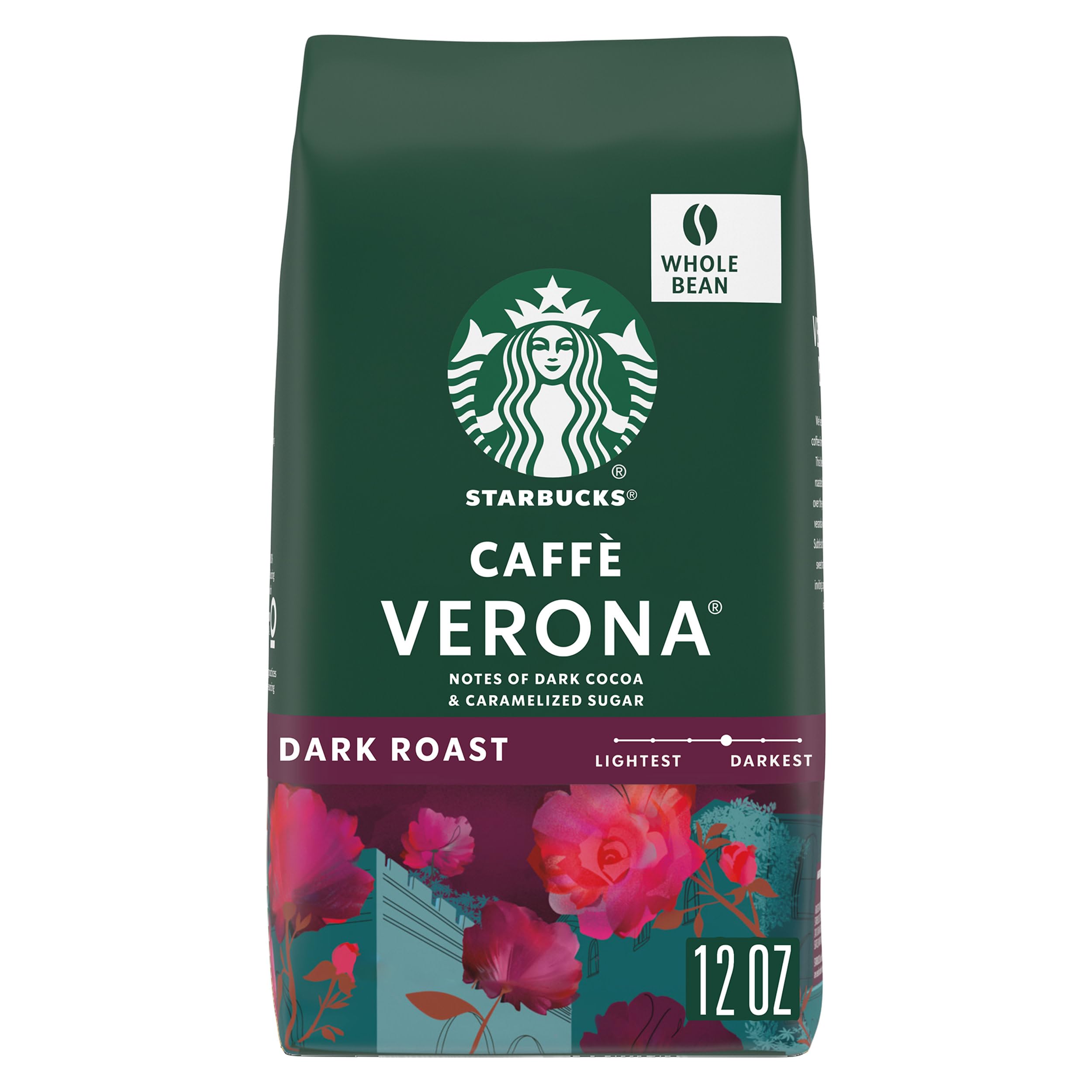 Starbucks Whole Coffee Beans Dark Roast Hot or Iced Coffee Caff Verona 12 oz