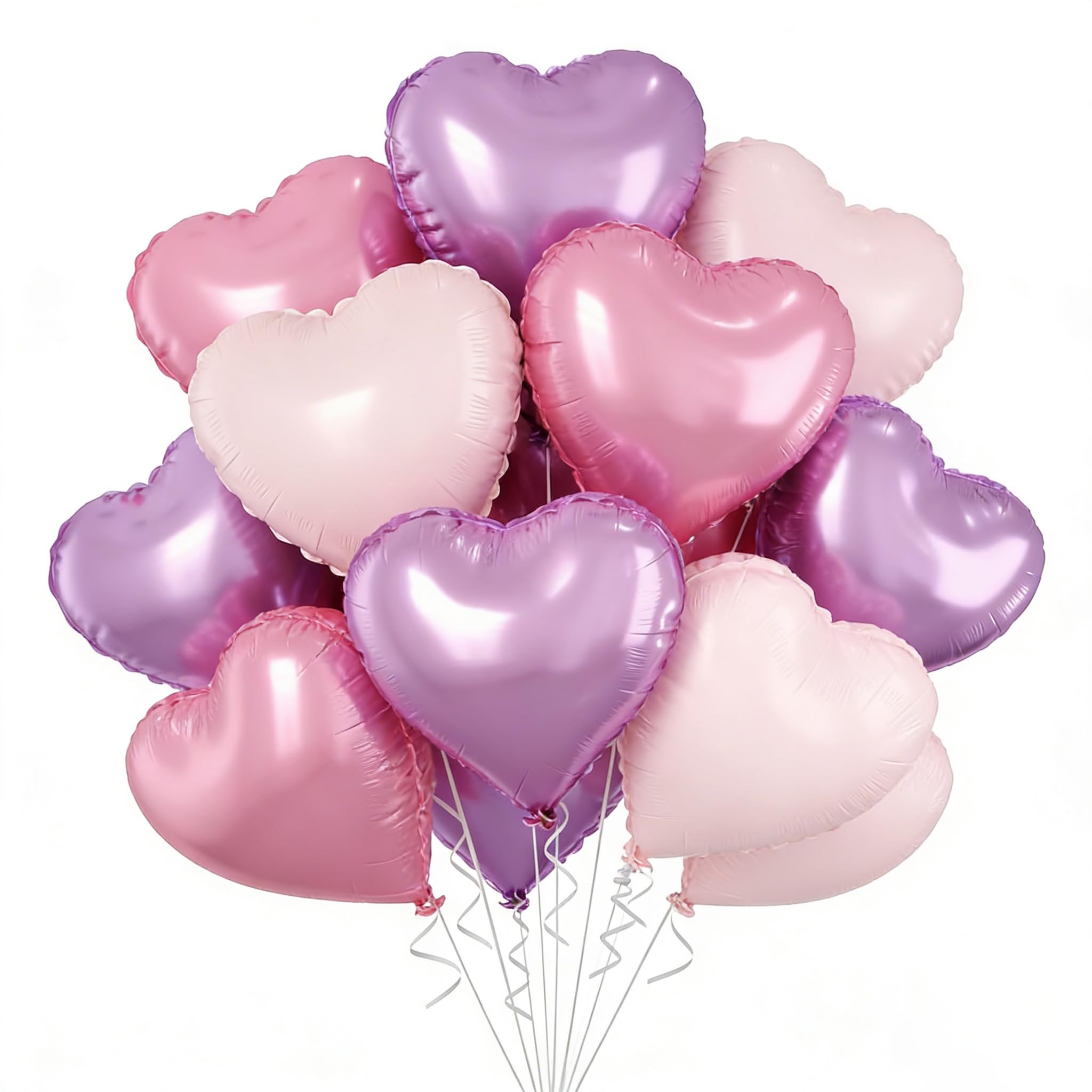 Pink Purple Heart Balloons,18 Inch Baby Pink Purple Heart Shape Balloons,12PCS Foil Heart Balloon Helium for Birthday Party Bridal Engagement Wedding Anniversary Baby Shower Valentines Decor