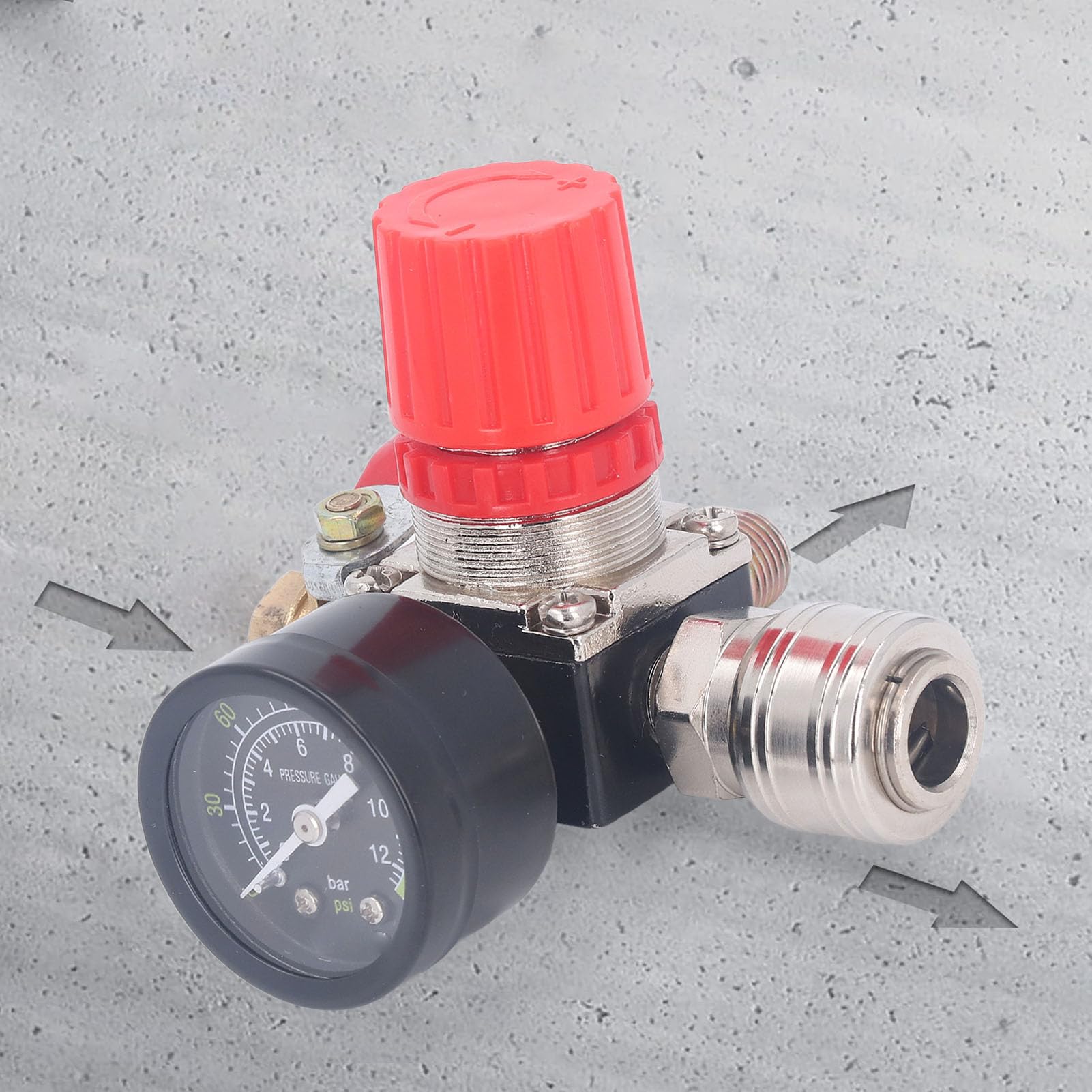 Régulateur de Compresseur d'air, Réglage Précis Réglable 0 à 180 PSI (Robinet à tournant sphérique de 1/4 pouce)