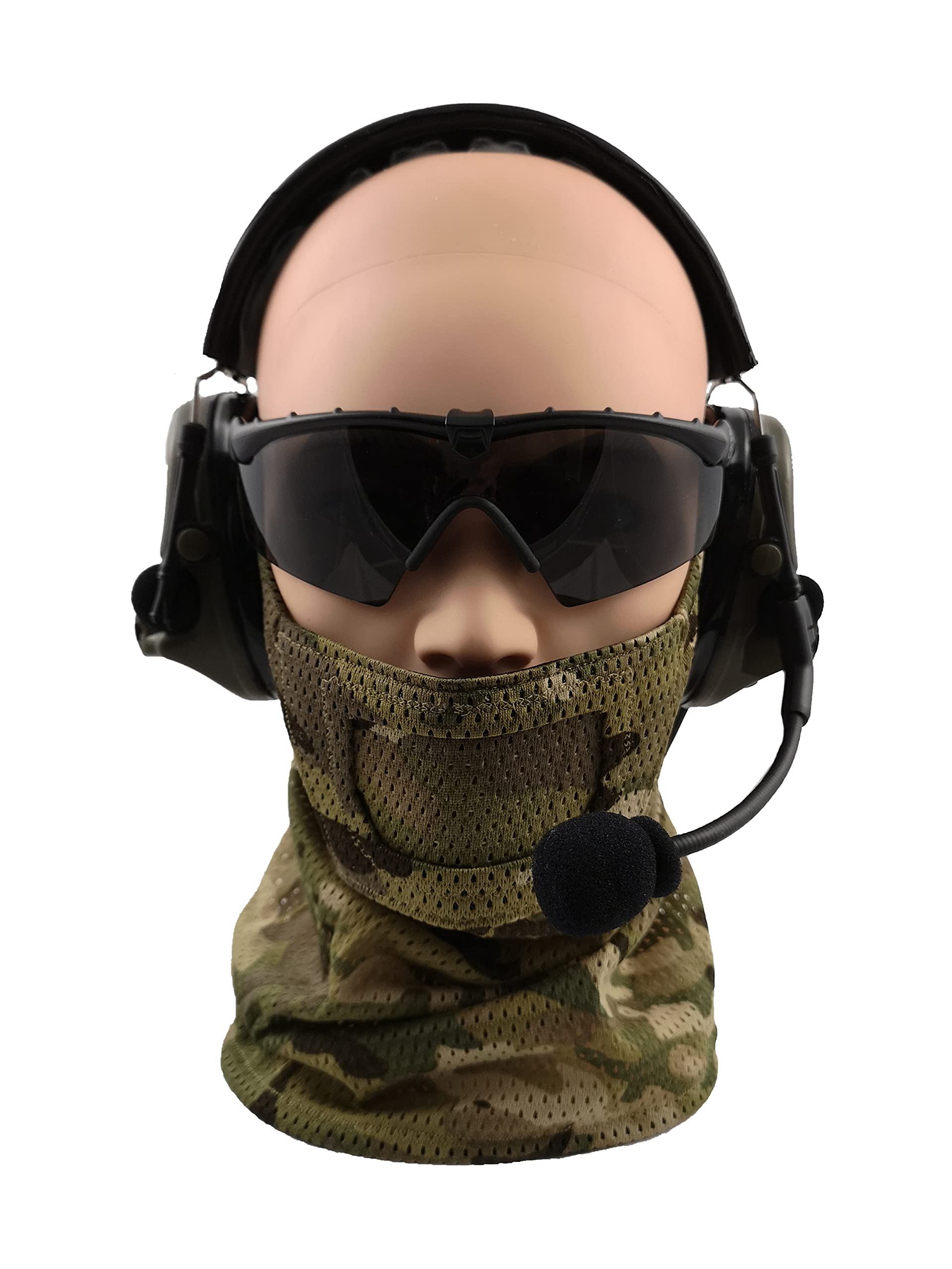Maschera da airsoft, maschera in rete, protezione Balaclava, sciarpa, in metallo, mezza maschera (mimetica multicame)