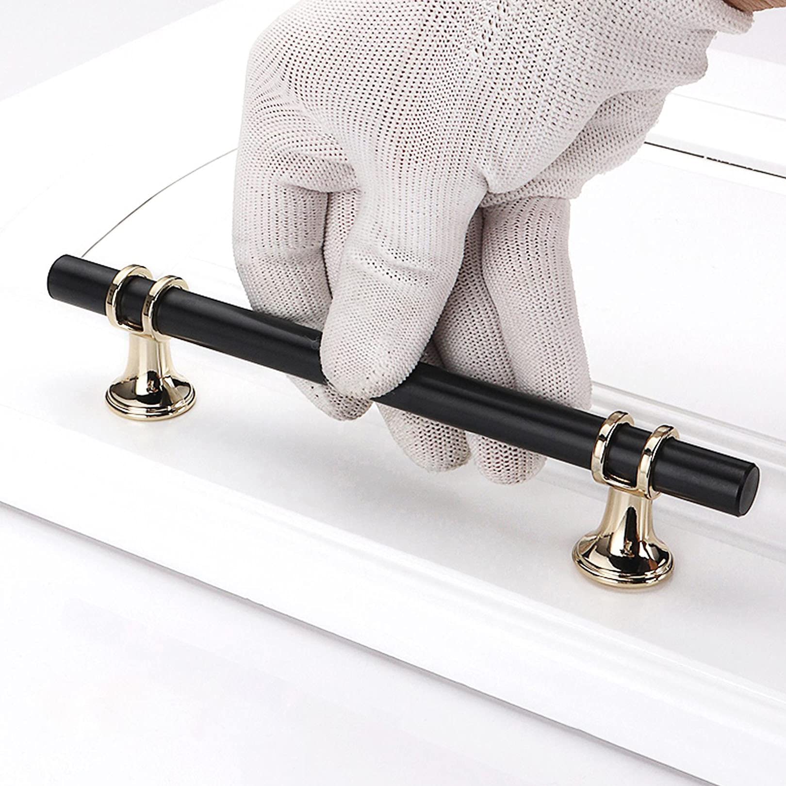 5 Pezzi di Maniglie Nere per cassetti e armadi,pomelli per Ante di cucine,in Lega di Alluminio Massiccio,per armadi e cassetti,Stile Moderno