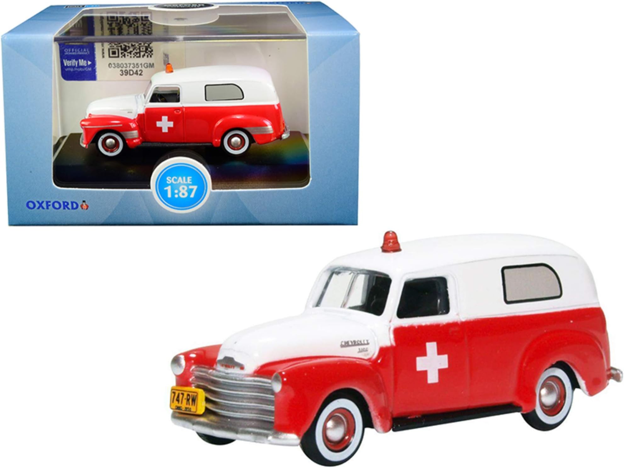 Oxford Diecast 87CV50001 Chevrolet Panel Van 1950 Ambulance 1:87 Scale Model