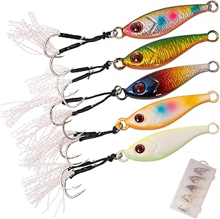 OHF メタルジグ 5色セット 20g / 30g / 40g リアル3Dアイ ダブルアシストフック 搭載 マゴチ ヒラメ ボトム攻略 実釣対応 ルアーセット