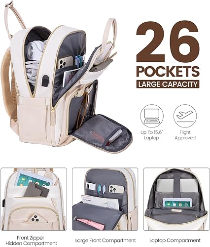 Miniatura 3 de LOVEVOOK Mochila para computadora portátil para mujer, mochilas de viaje, bolsa antirrobo, bolsa de mochila, bolsas de computadora con USB,