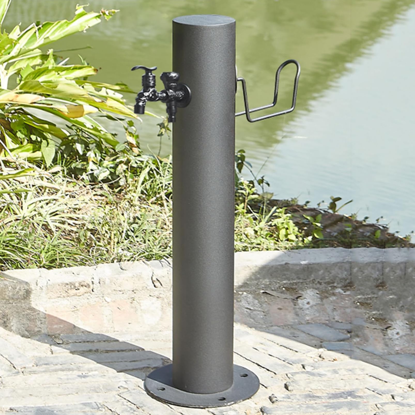 WOTZOV Freestanding Garden Water Column With Faucet, Floor Mounted Water Tap, Freestanding Hose Stand, Vertical Garden Water Column, Fountain For A Beautiful Garden Space，D 20.5CM×50CM
