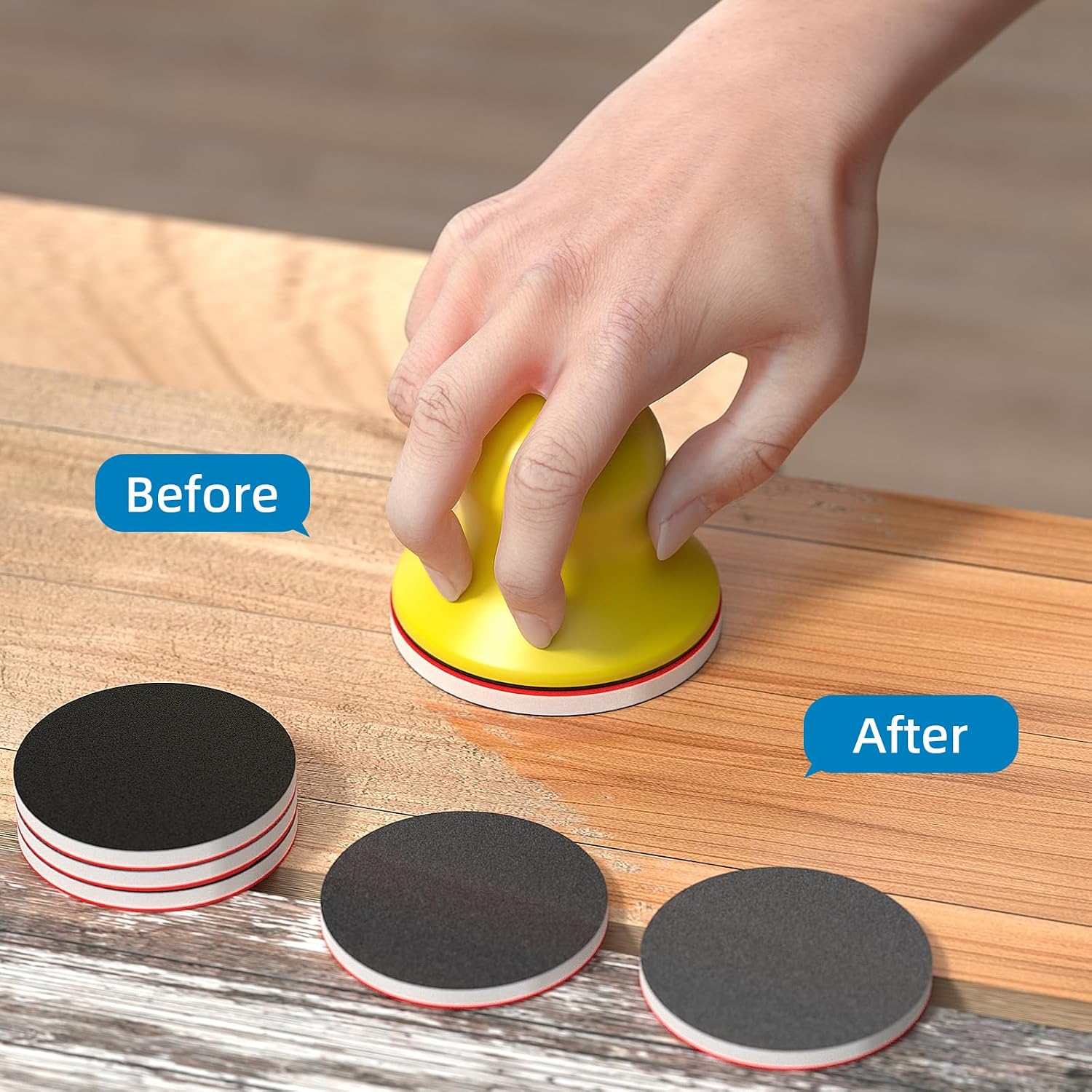 BURMONG 32PCS Sanding Sponge Set，3 Inch Hook & Loop Sanding Sponge Discs Kit, 180–3000 Grit Wet Dry Sanding Pads with 3" Hand Sanding Block for Wood, Metal, Headlight & Curved Surface Polishing