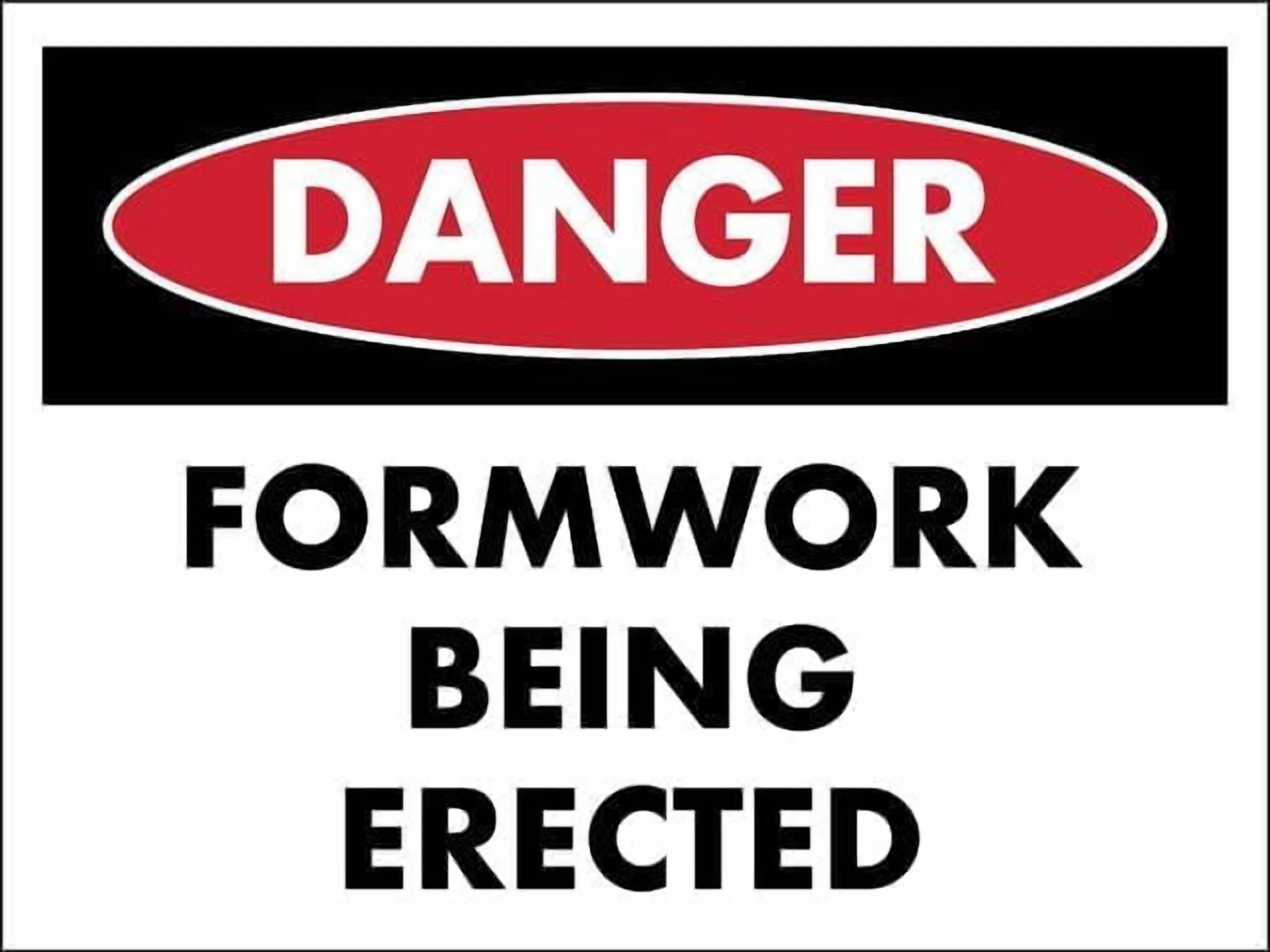 (2-Pack) Metal Tin Sign Danger Formwork Being Erected Sign Restriction Alert Attention Caution Warning Notice 8"X12" Sign Plate