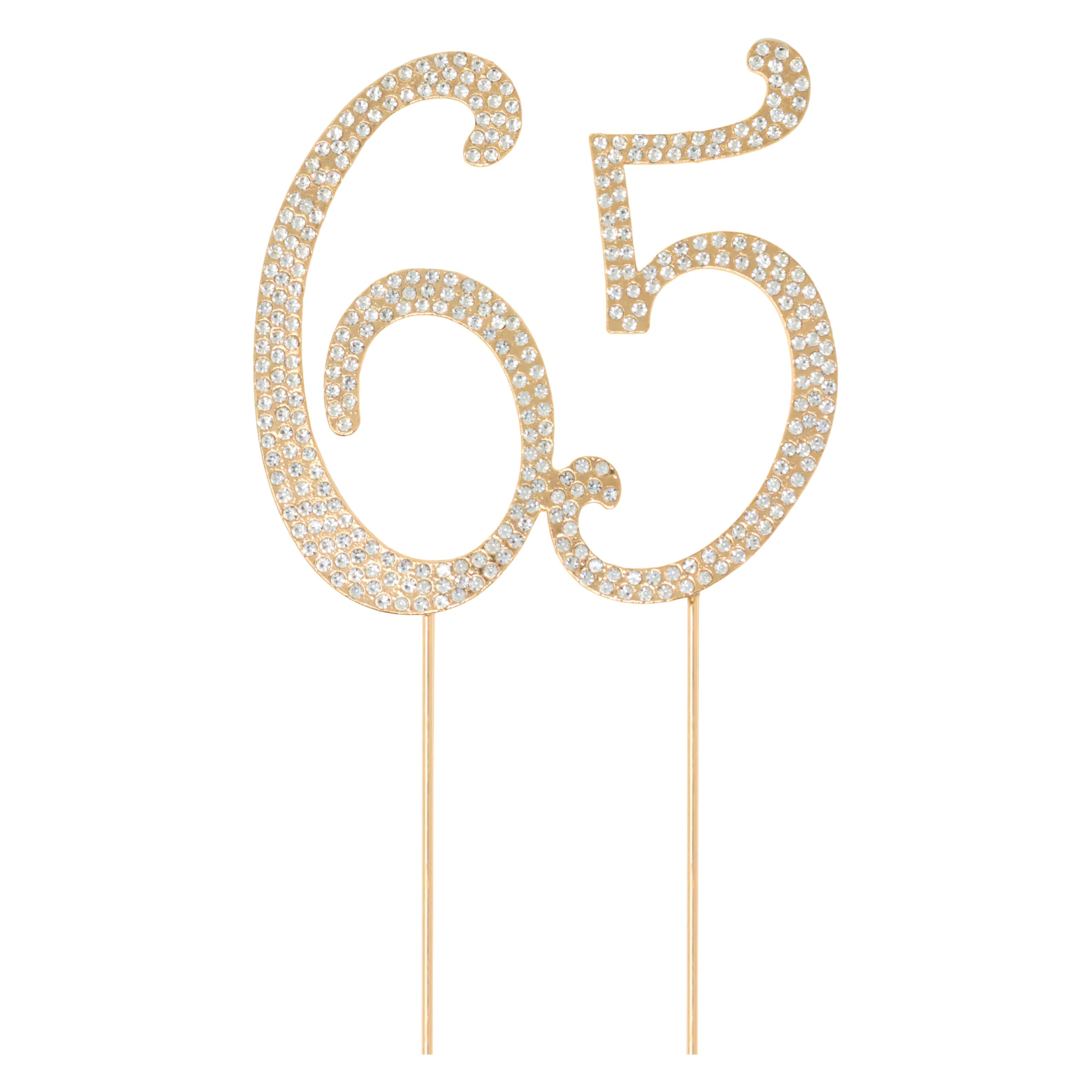 Decoración para tarta de 65 cumpleaños dorada con brillantes Honbay 8