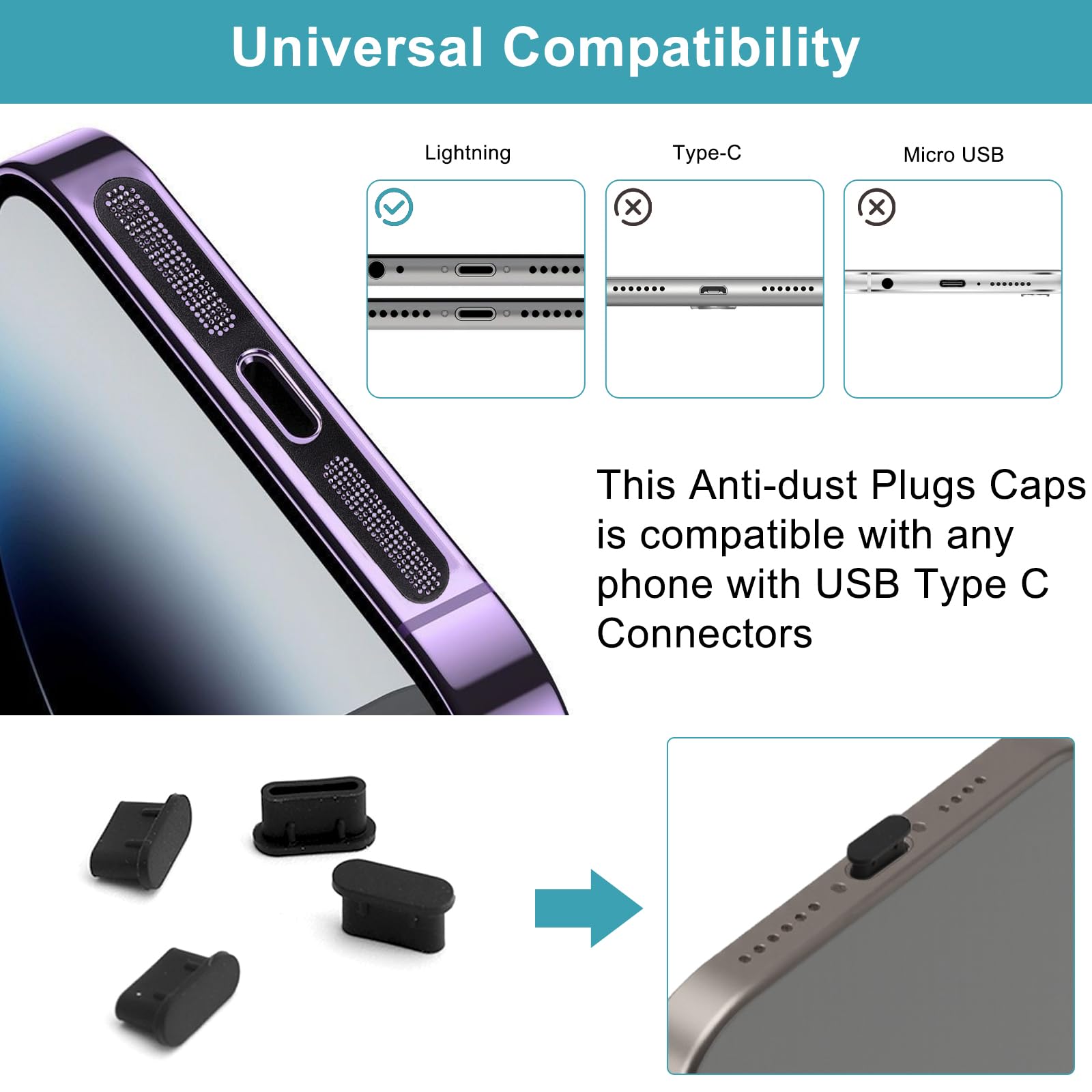 Zestaw do ochrony przed kurzem USB-C do iPhone 15/16 serii 5 x USB-C wtyczka przeciwpyłowa i 5 x głośnik, ochrona przed kurzem wysokiej jakości silikon i metalowa siatka, pełna ochrona portów