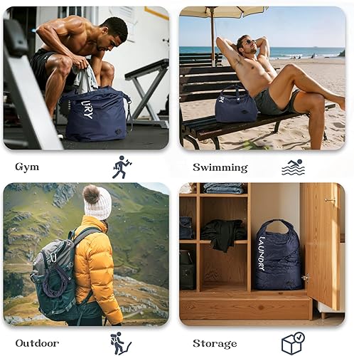 Miniatura 7 de Bolsa de lavandería de viaje, bolsa de viaje de compresión al vacío, bolsa de viaje, impermeable, húmedoseco, ahorro de espacio, bolsa de