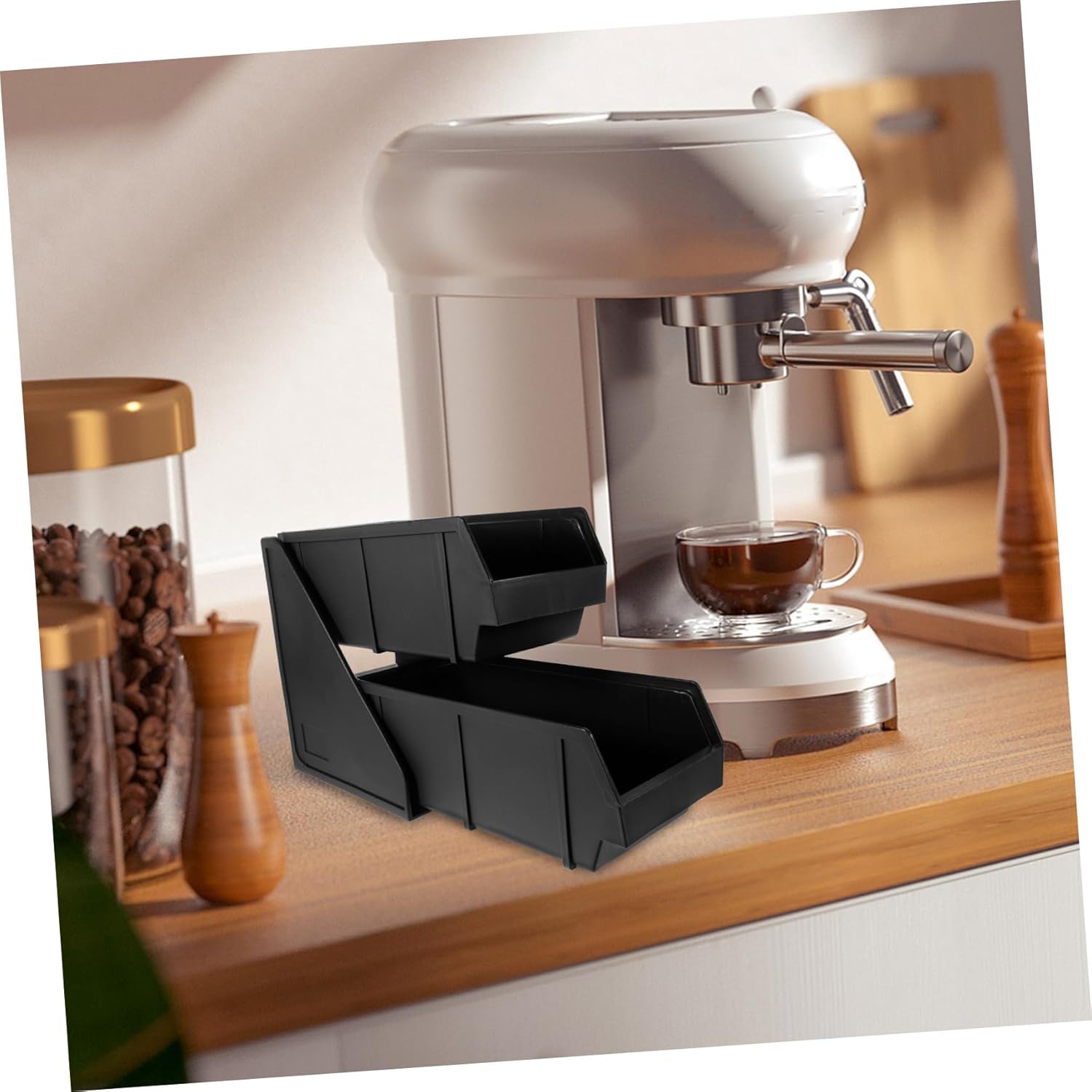 Coffee Station Organizer Versatile Plastic Condiment Holder for Coffee Bar Countertop for Tea Bags Sugar Packets Straws and Utensils Easy to Clean with Artistic Design