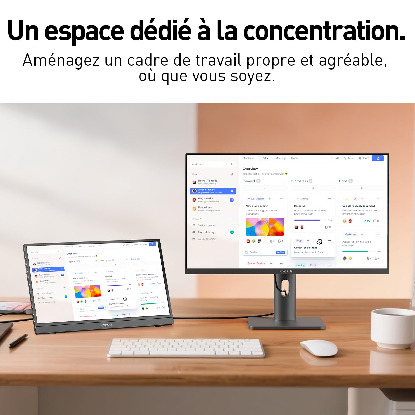 KOORUI Ecran Portable 15,6" IPS FHD HDMI USB Type C Haut-parleurs Intégrés