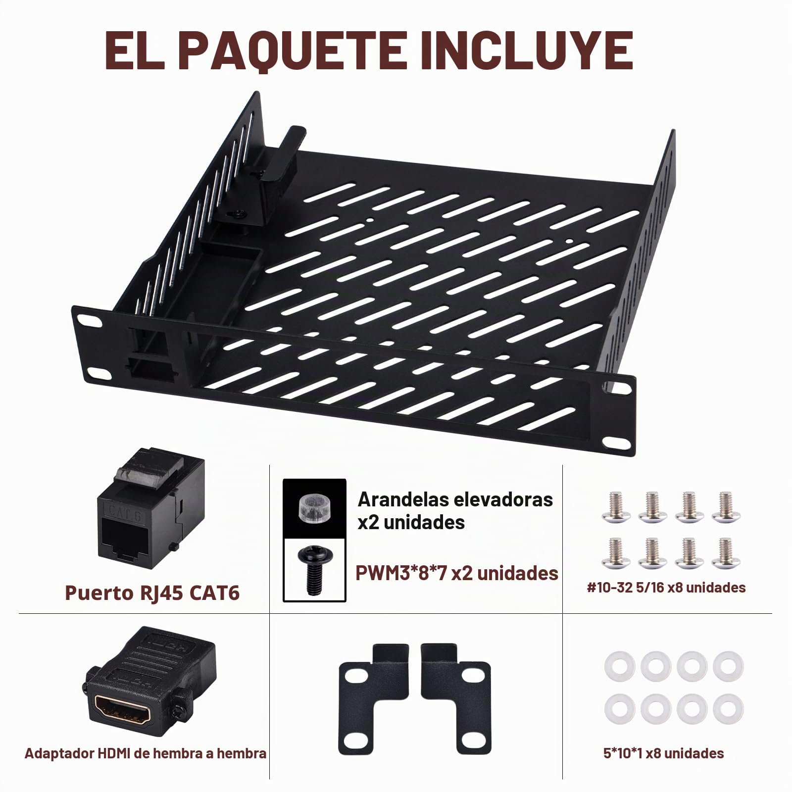 GeeekPi Estante de montaje en rack para mini PC de 25.4 cm 1U con puerto RJ45 CAT6 y puerto HDMI para DeskPi RackMate T1/T0