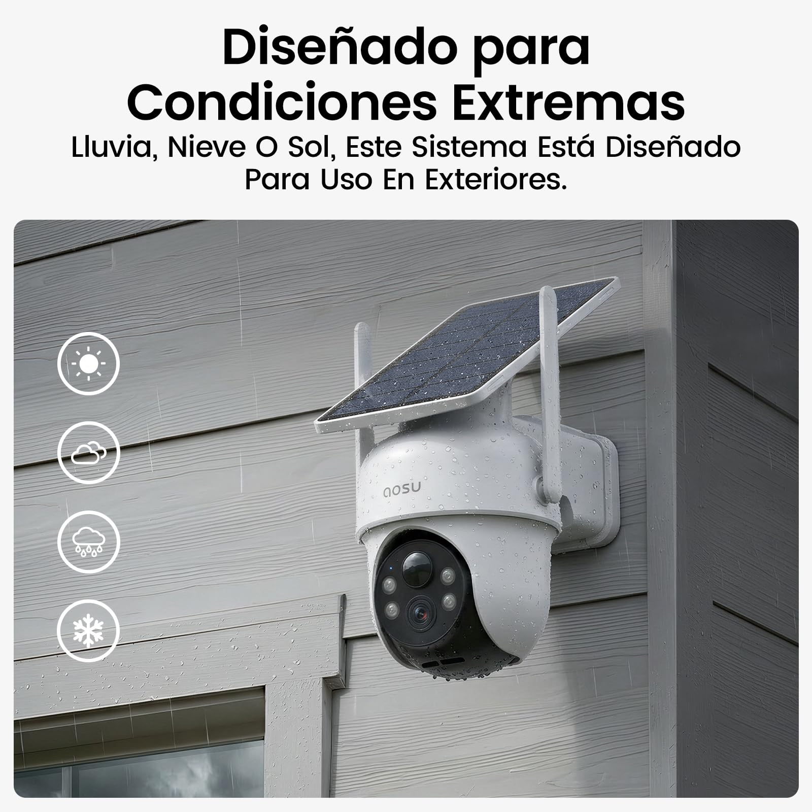aosu 2K Camara de Vigilancia Solar Exterior, Kit de 4 Cámaras con aosuBase | 360° Pan y Tilt Seguimiento Automático, Audio Bidireccional, Visión Nocturna en Color, 32 GB de Almacenamiento Local