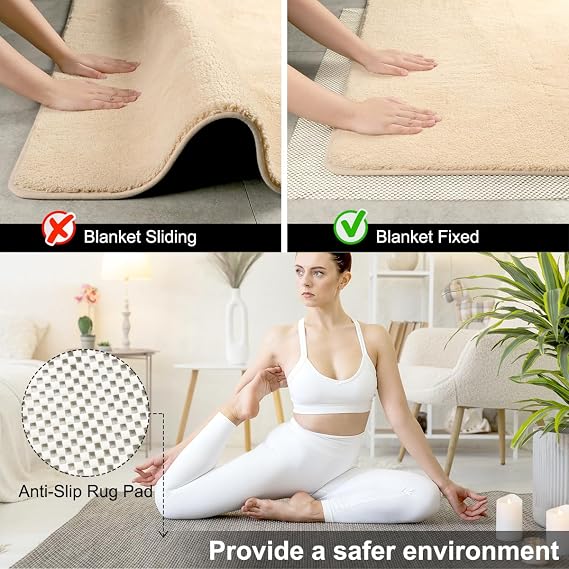 FACIACC Non Slip Rug Pad Gripper 2 x 5 Feet Extra Thick Pads Carpet Pads | for Area Rugs Keep Your Rugs Safe and in Place on Hardwood Floor (White)