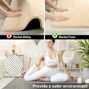 FACIACC Non Slip Rug Pad Gripper 2 x 5 Feet Extra Thick Pads Carpet Pads | for Area Rugs Keep Your Rugs Safe and in Place on Hardwood Floor (White)