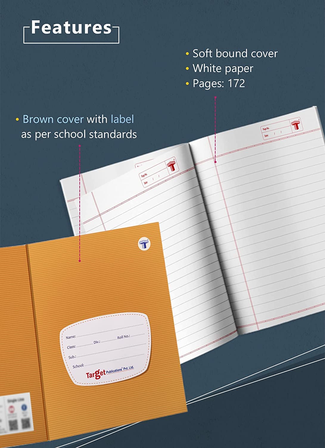 Target Publications Woodsnipe Lot de 8 cahiers lignés à couverture marron souple – 172 pages lignées format A5 | 18 cm x 24 cm environ | GSM 58