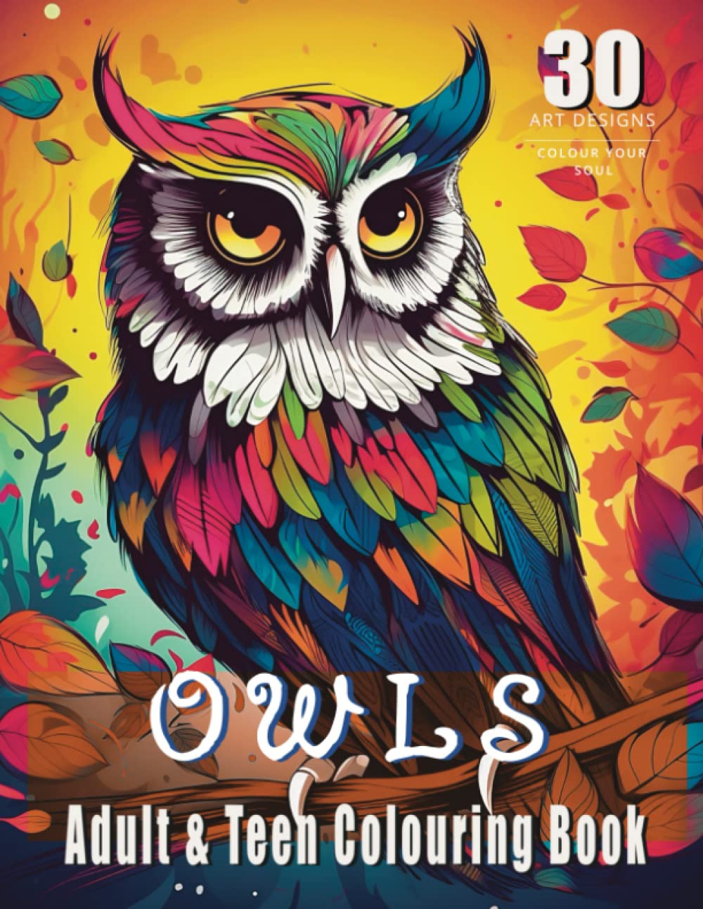 Owls Adult & Teen Colouring Book, Grayscale