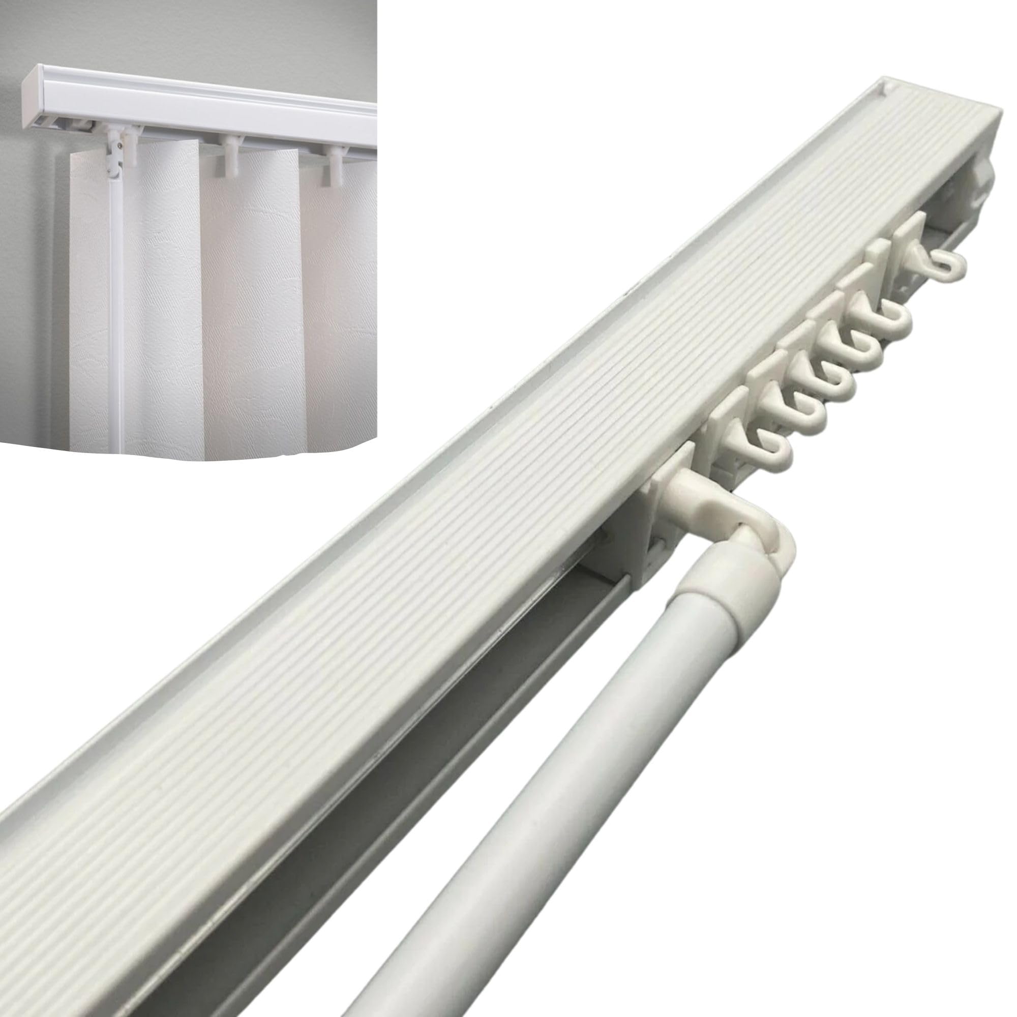 Vertical Blind Headrail Track, 89mm Width, Made to Measure, White, UK Made (30cm-110cm)