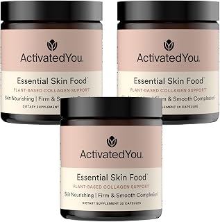 ACTIVATEDYOU Essential Skin Food, Advanced Skincare Collagen Elastin Support Supplement for Aging Skin, Helps Improve Appearance of Face Texture, Sagging w/Dermaval, Vitamin C (30 Count (Pack of 3))