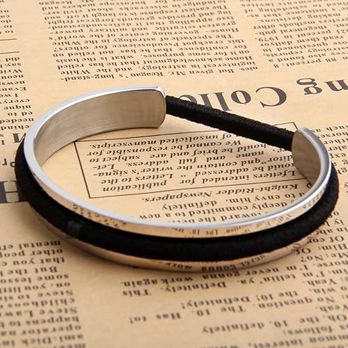 Vista 3 de Zuo Bao Pulsera de lazo para el cabello, pulsera de acero inoxidable para mujer, Metal