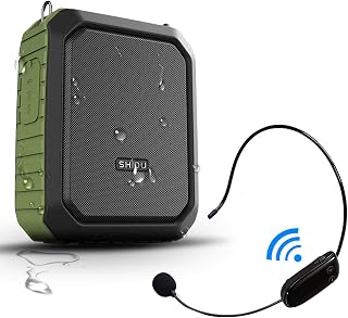 Portable Bluetooth Waterproof Voice Amplifier Wireless Headset Microphone Small Personal Pa Speaker 18W 4400mAh Rechargeable Wearable Mic System for Teachers or Outdoors