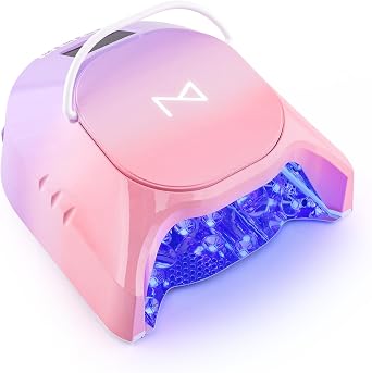 M - GlowPro Professional Hybrid 86W Wireless Rechargeable UV LED Nail Curing Lamp Cordless Nail Dryer for Gel Nails, Manicure, Pedicure Ombre Purple