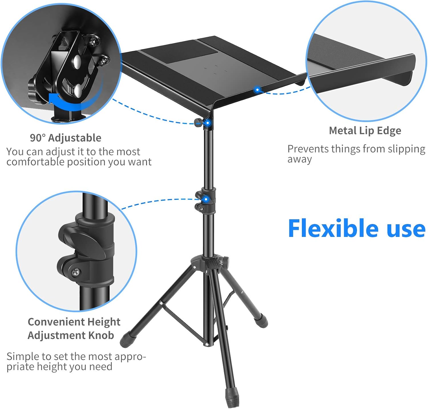 Neewer Laptop Projector Tripod Stand, 33-54 Inch Adjustable Laptop Floor Stand, Portable DJ Equipment Stand with Tray for DJ/Laptops/Projectors/Tablets for Stage or Studio Use : Musical Instruments
