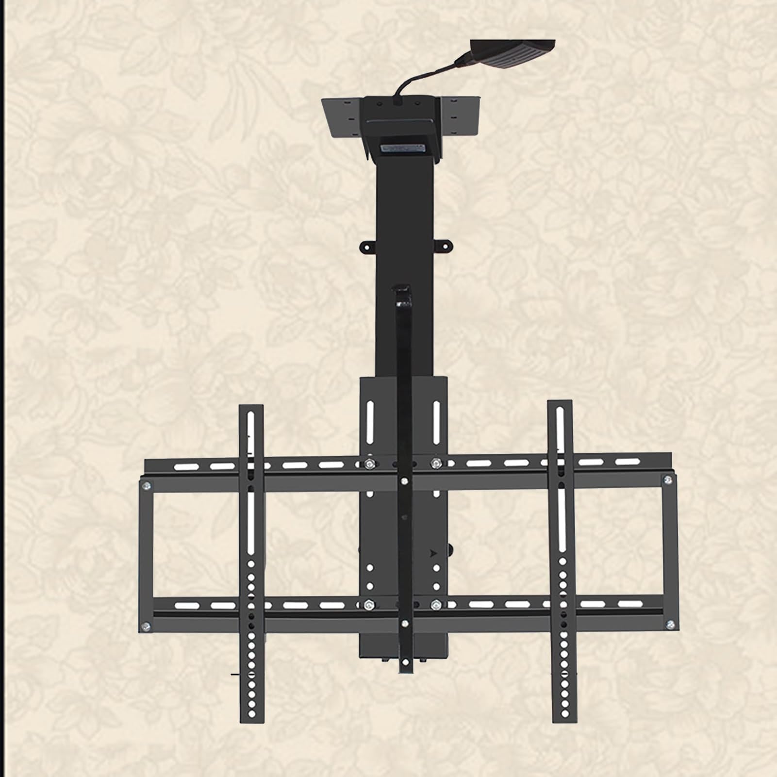 HTTGDGDH Adjustable Ceiling Tv Mount Bracket, With Remote Control Motorized Tv Mount, Hanging Tv Mount Bracket, Electric Tv Lift And Memory Setting, For 32" - 75" Tvs Up To 50Kg/1,Black