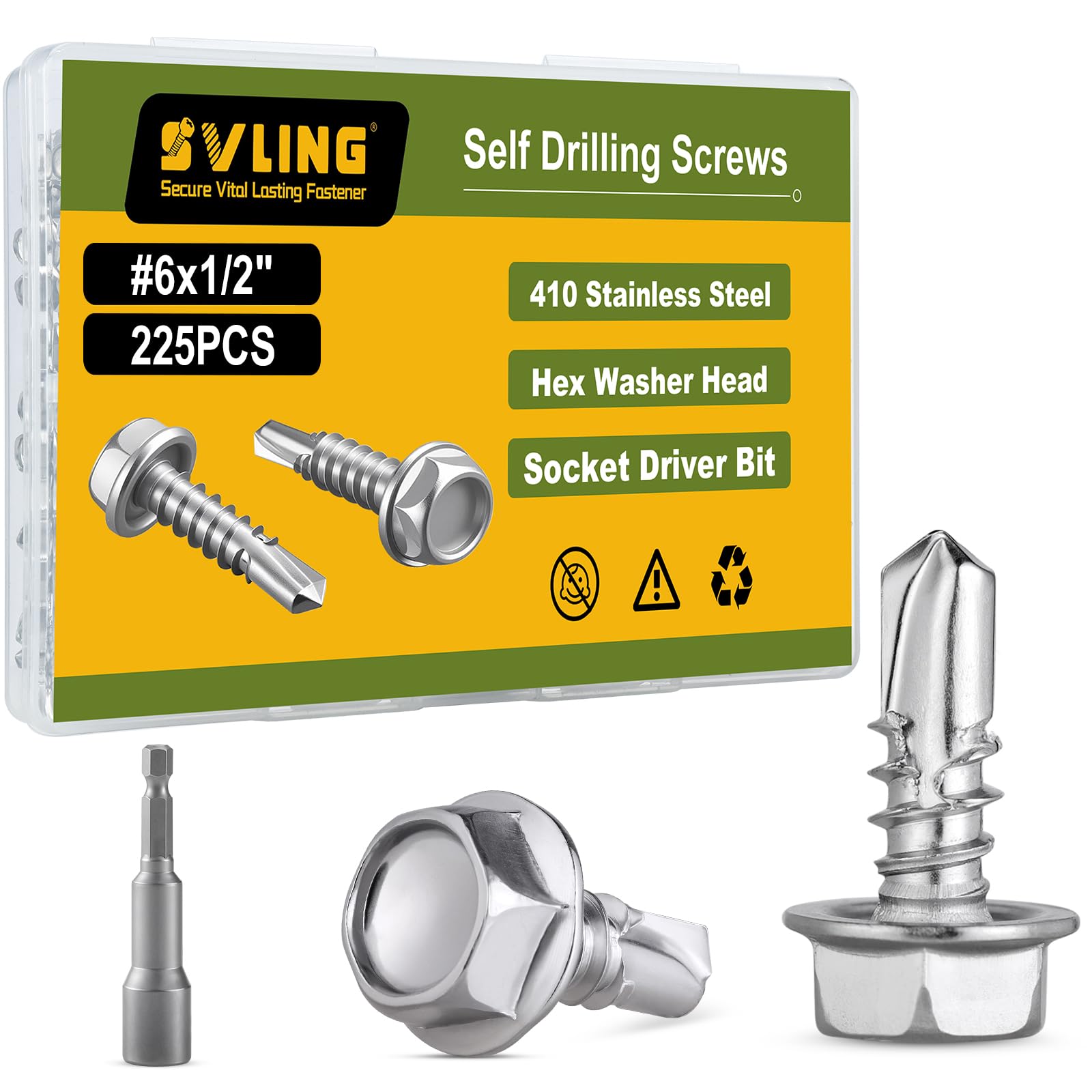 Black Self-Tapping Screws - 121PCS Stainless Steel Kit -24 Black Self-Tapping Screws - 121PCS Stainless Steel Kit -24