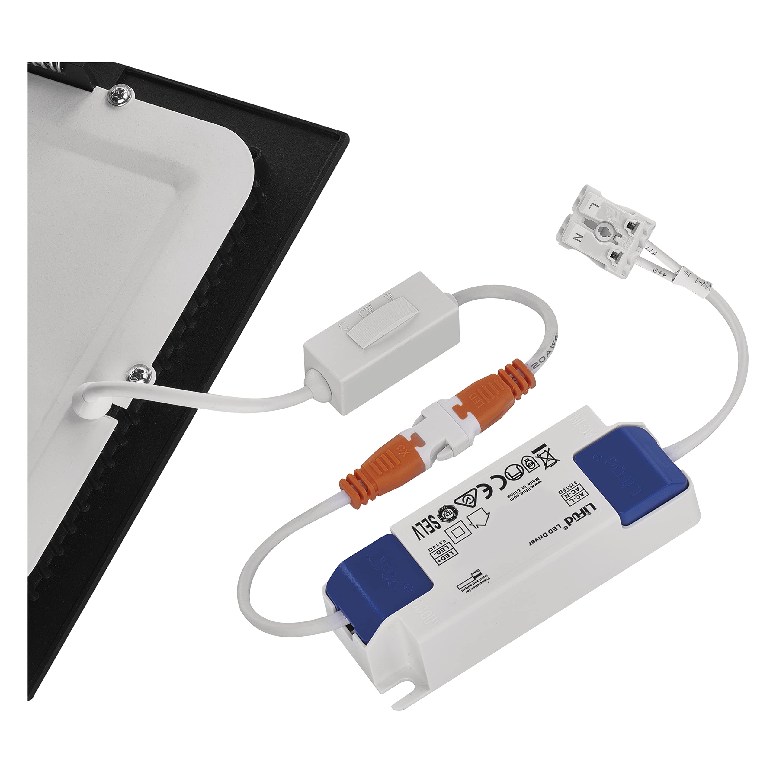EMOS Panel LED de 18 W, cuadrado, 1600 lm, lámpara de techo, 22,5 x 22,5 cm, profundidad de montaje extraplana, 2,1 cm, 3 colores de luz ajustables blanco cálido neutro (30004000 K), incluye