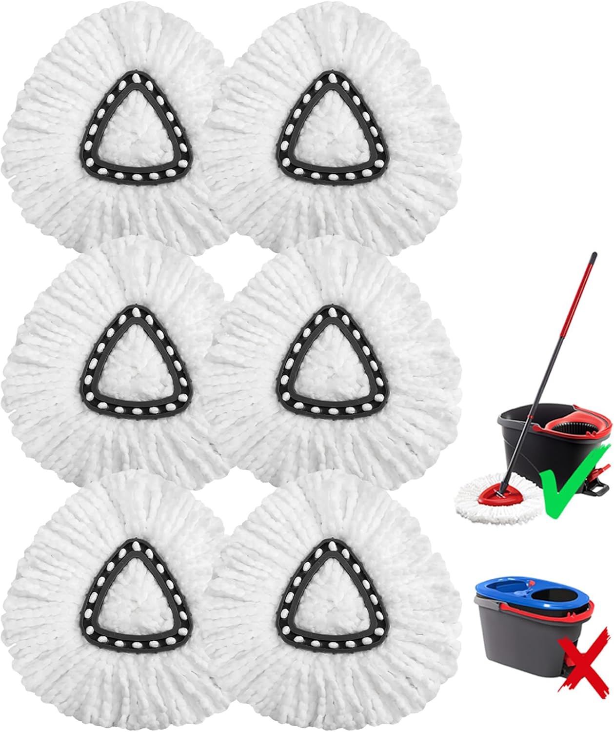 12 Pack Microfiber mop Head Replacements, Compatible with O-Ceda Easywring Single-Bucket Cleaning System, Powerful Stain Removal, Machine Washable, Easy to Replace