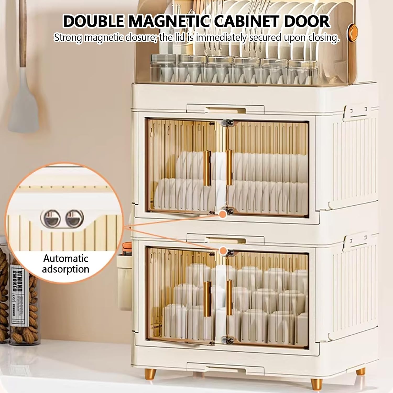 Kitchen storage dish drying cabinet for kitchen counter, dish racks with cabinet doors, drying rack for dishes, drainers rack, Used for placing washed dishes.(40 * 27 * 75cm)