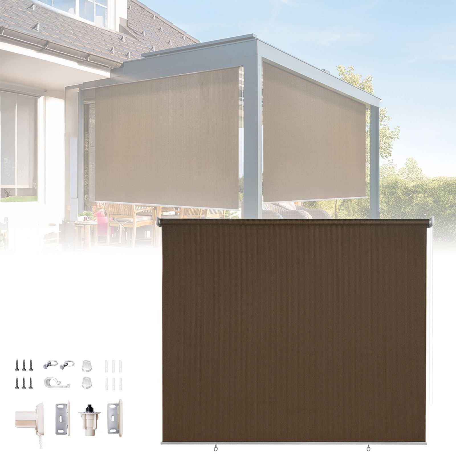 Rideaux de porche beige | Kit complet de 9 panneaux occultants et isolants
