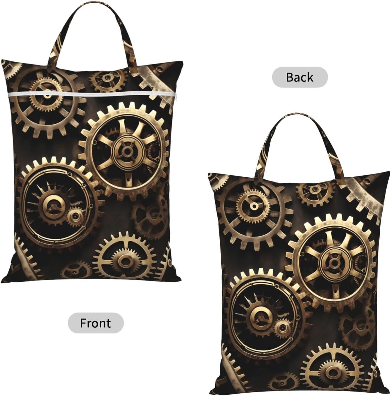 Cool Steampunk Gears Print Travel Laundry Bag Portable Foldable Washable Home Weekend Getaway Camping image 2